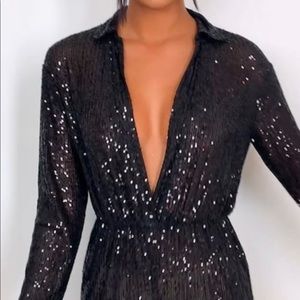 Missguided sequin shirt jumpsuit